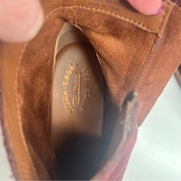 Kork-Ease Burgundy Wine Leather Suede Ankle Boot Boho Sz 10 - Picture 2 of 6